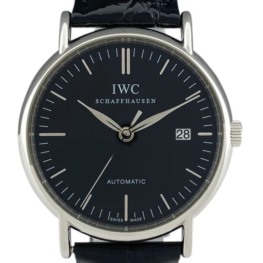 International Watch Company Portofino IW356305 Watch SS Leather Automatic Black Men's [Second-hand]: Arm circumference approx. 19.5cm