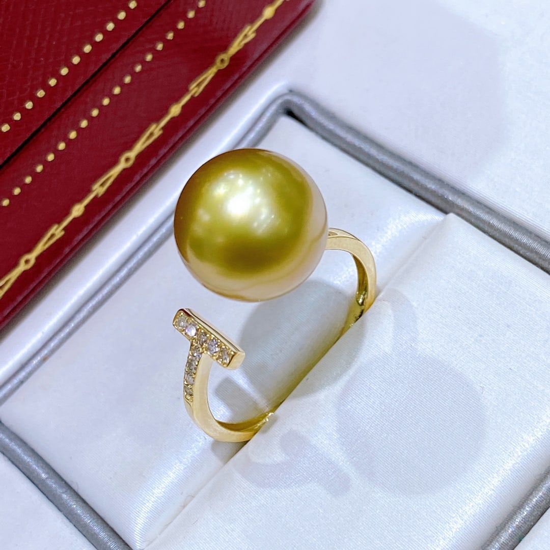 S925 sterling silver balance wood pearl ring (1 of 8)