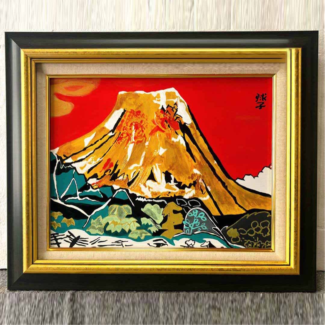 [No. F6] Oil painting Kataoka Tamako [Golden Fuji] Frame unused quantity signature inscription (1 of 10)