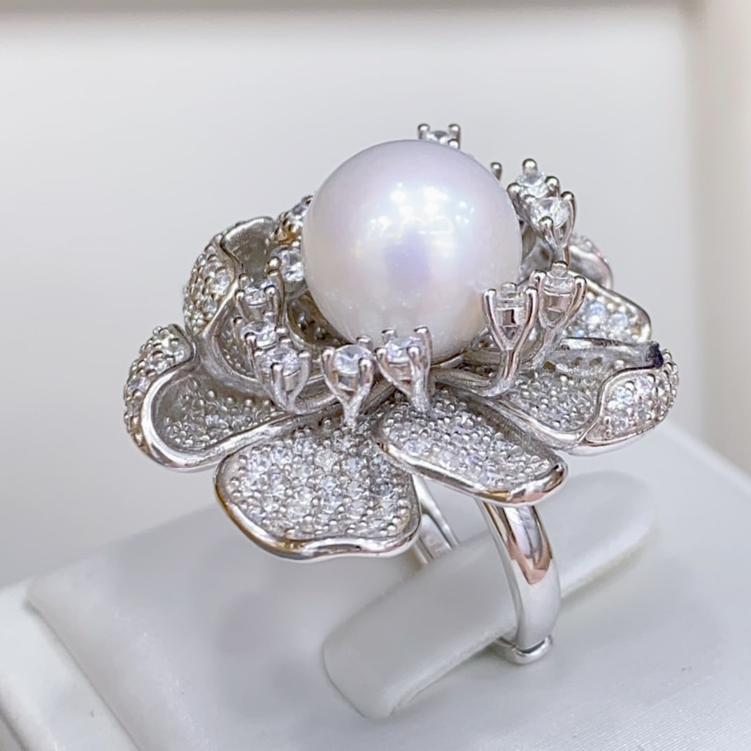 S925 sterling silver inlaid 11-12mm Edison pearl (1 of 4)