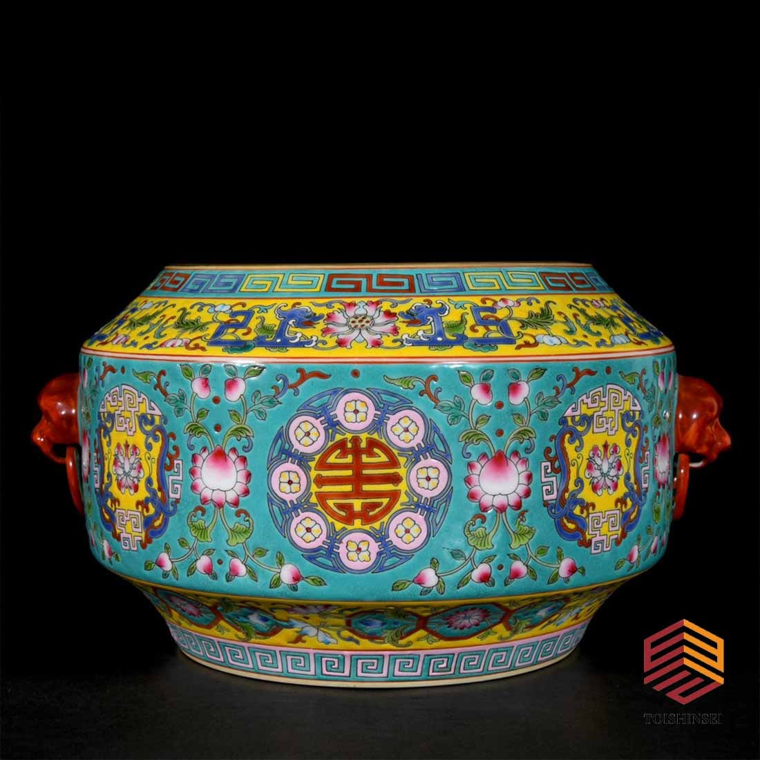 Qing Dynasty Qianlong style enamel flower dragon pattern animal head brush washer (1 of 10)
