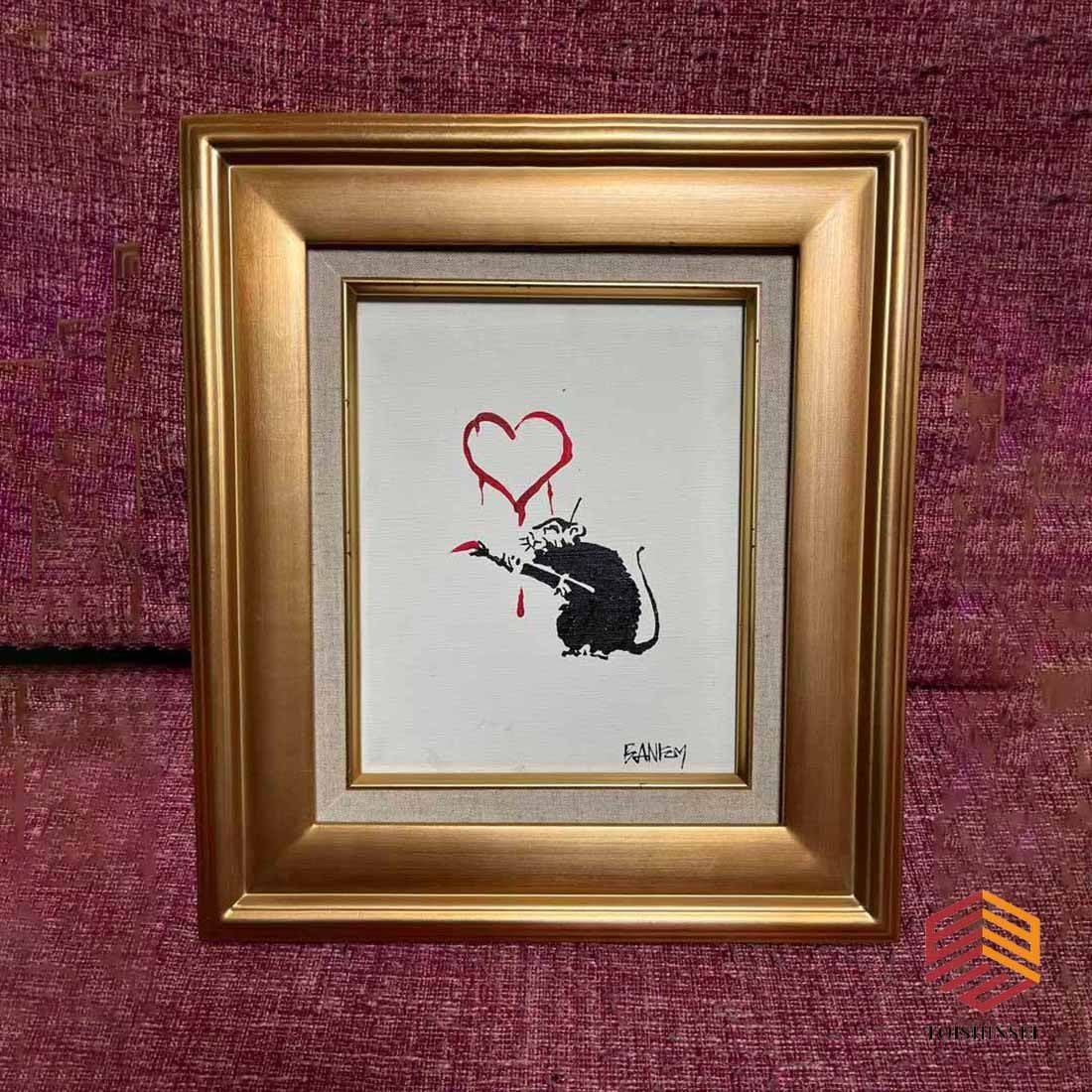 Banksy Painting Oil Painting Handwriting Frame: Approx. 27 x 22Frame approx. 44x38Since it has not been reviewed yetI am selling it as a copy.