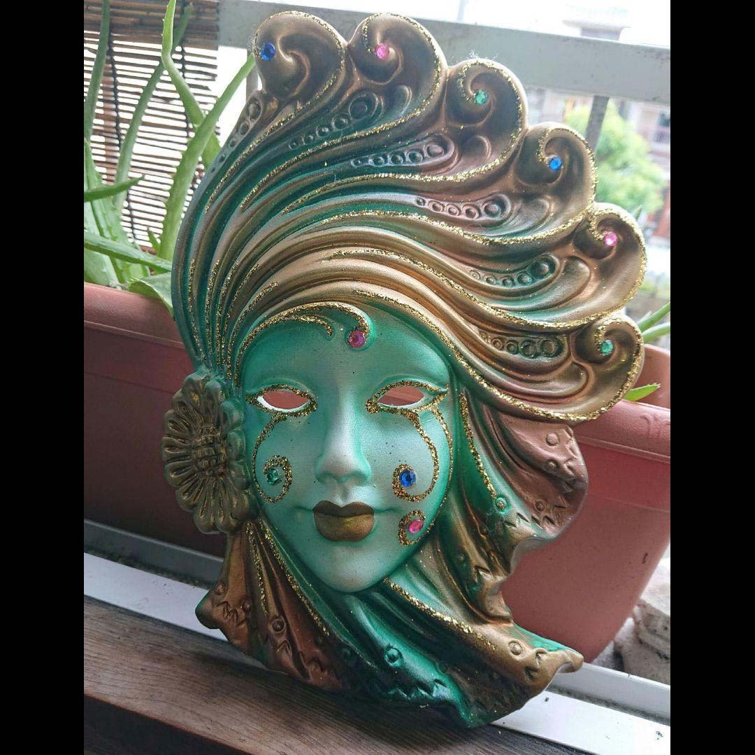 Italian Ceramic Mask: It feels green, grungy, and bright.