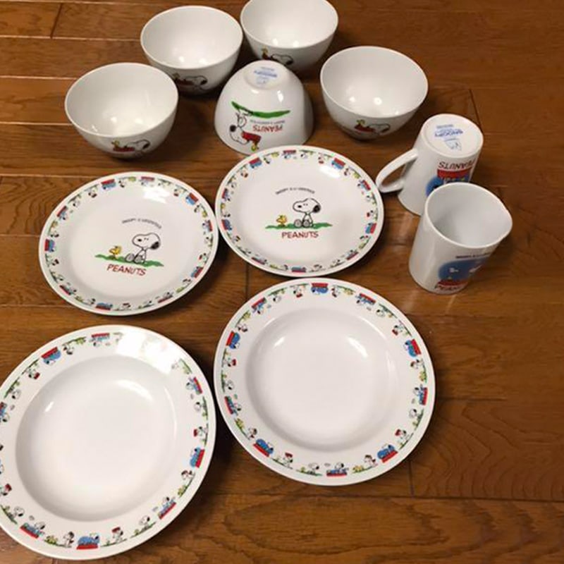 Snoopy tableware of various types [second-hand]: Snoopy tableware of all kinds [second-hand] is a second-hand product and cannot be returned or exchanged without verification Product Description 2 soup plates 3 medium plates 5 balls 2 cups I used it