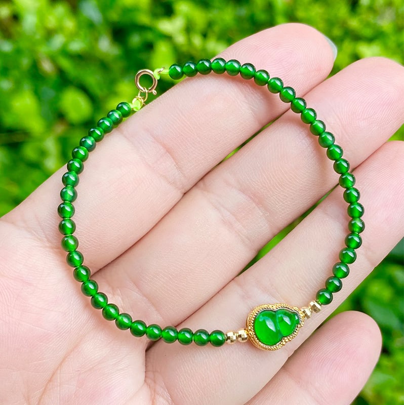 18K Gold Jade Gourd Bracelet (1 of 3)