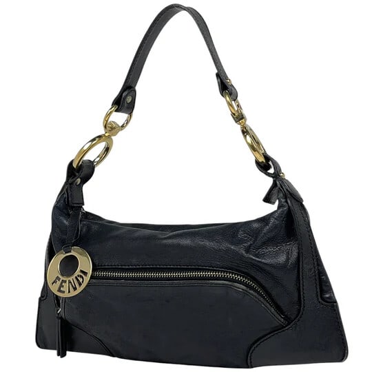 Fendi Logo Tote Shoulder Bag Shoulder Bag Tote Bag Leather Black 8BR464 Womens [Used]: Fendi Logo Tote Shoulder Bag Shoulder Bag Tote Bag Leather Black 8BR464 Women's [Second Hand] Because it is a second-hand product, it has not been verified and cannot be returned or exchanged