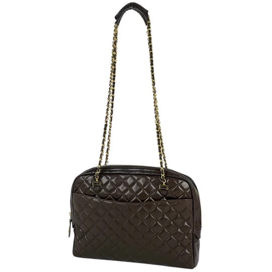 Chanel Coco Mark Chain Matelasse Shoulder Bag Leather Brown Women's [Second-hand]: Chanel Coco Mark Chain Shoulder Bag Matelasse Shoulder Bag Leather Brown Women's [Second-hand] Because it is a second-hand product, it is not verified and cannot be returned or exchanged. Width Approx