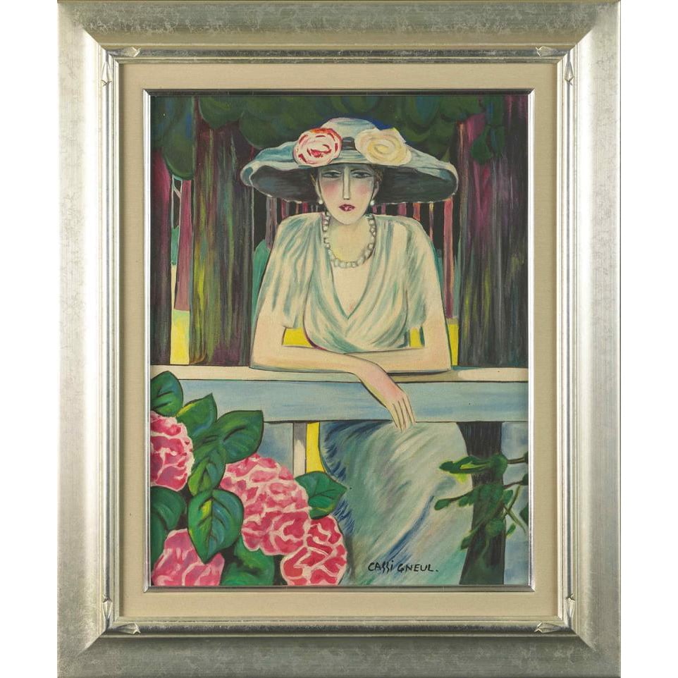 Cassignol, oil on canvas, hand-painted "Lady with a Hat", signed front and back, autograph (1 of 13)