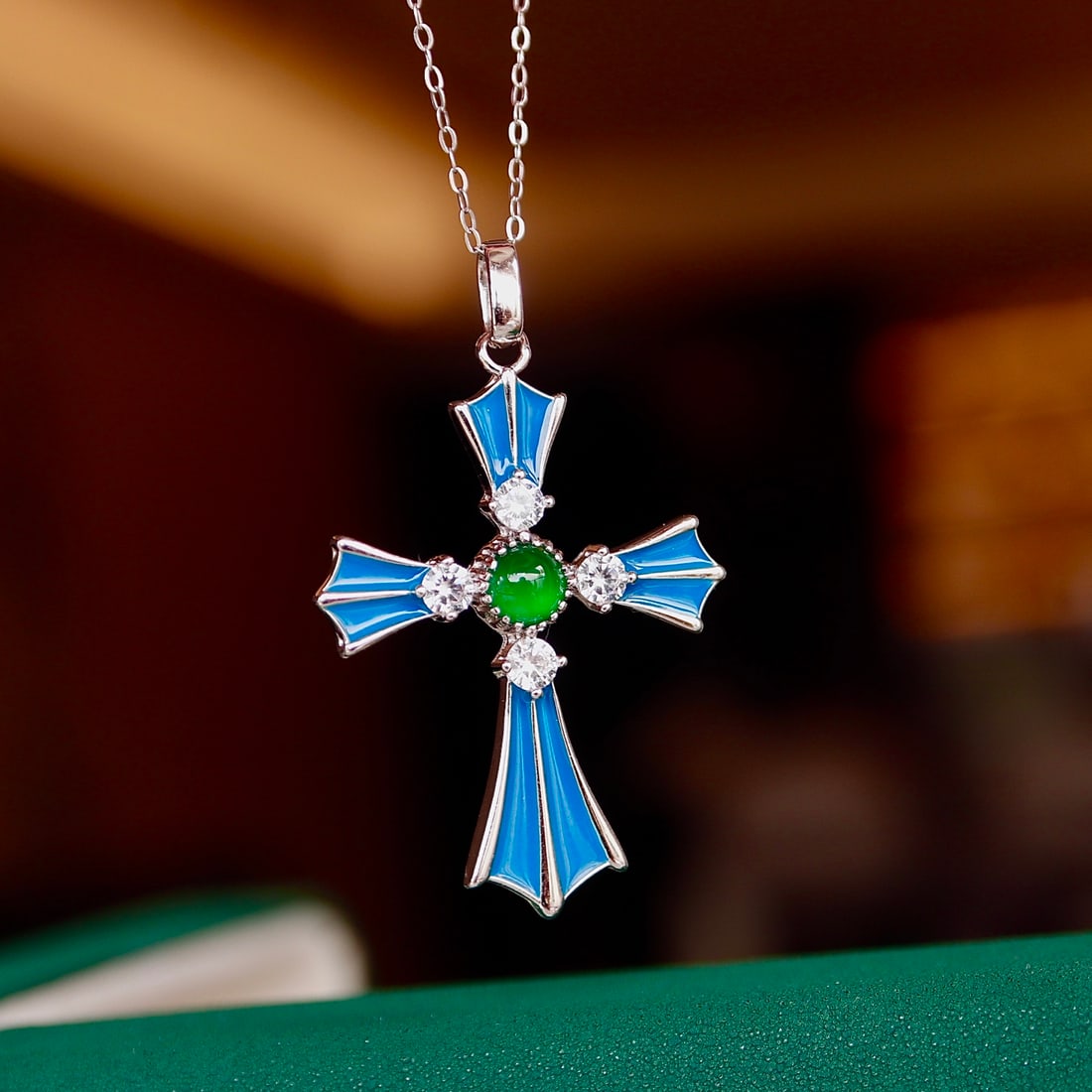 Natural Imperial Green Jade Cross Pendant (1 of 8)