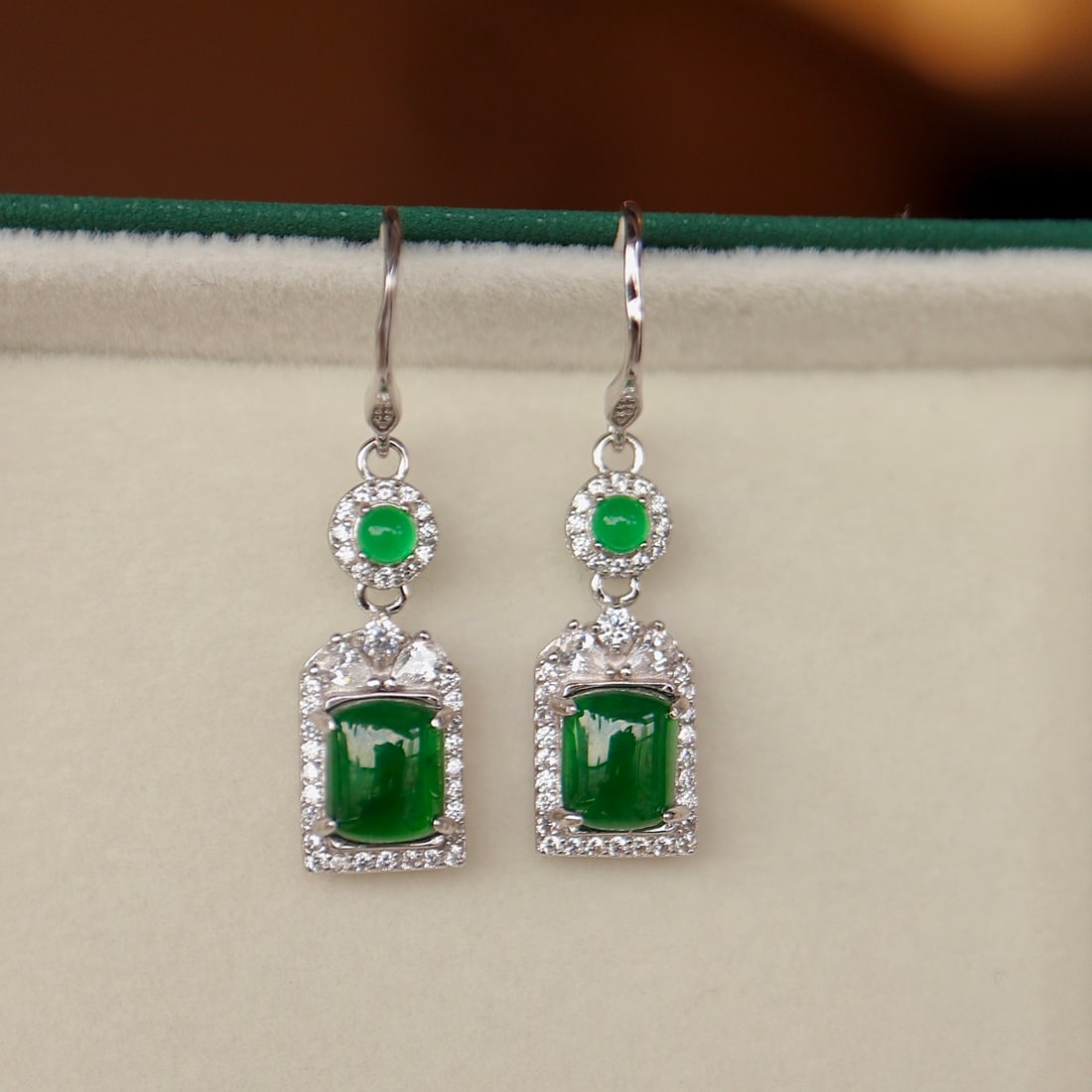 Natural Imperial Green Jadeite Earrings (1 of 5)