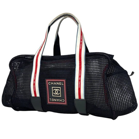 Chanel Sports Series Handbag Boston Bag Coco Mark Mesh Handbag [Second Hand]: Chanel Sports Series Handbag Boston Bag Coco Mark Mesh Handbag Fabric Black Women's [Second-hand] Because it is a second-hand product, it is not verified and cannot be returned or exchanged. Width App