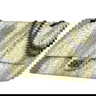 CHanel Deca Matelasse Double Flap Chain Shoulder Bag Coco Mark Python Ivory White Light Blue Women's: Chanel Deca Matelasse Double Flap Chain Shoulder Bag Coco Mark Shoulder Bag Python Ivory Light Blue Women's [Second-hand] Because it is a second-hand product, it is not verified and cannot be