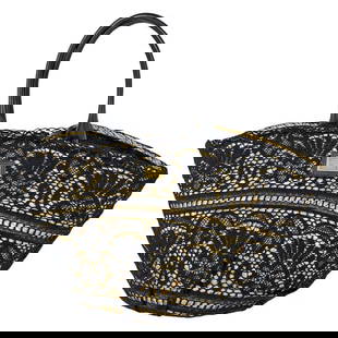 Dolce & Gabbana Logo Lace Tote Basket Bag Embroidered Straw Black Women's [Second Hand]: Dolce & Gabbana Logo Lace Tote Basket Bag Embroidered Tote Straw Black Women's [Second-hand] Because it is a second-hand product, it is not verified and cannot be returned or exchanged. Width
