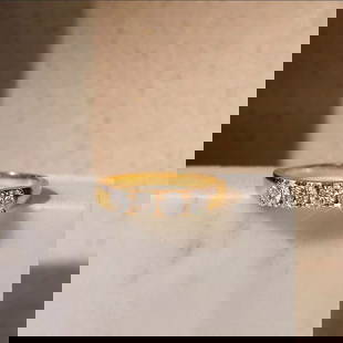 18k gold fashion row ring: 18k gold fashion row ring round diamond (4mm) + pt950 platinum (moissanite)
