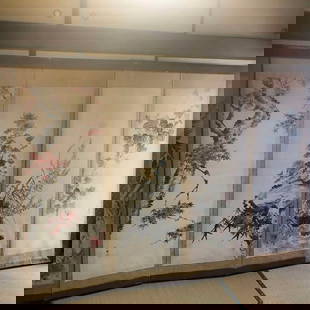6 screens made of Epan: 6 screens made of Epan. It is not clear when it was produced.There are cracks on the bottom, but the picture shows that there is no obvious damage to the part.Six screens, each 171 cm high and 59 cm w
