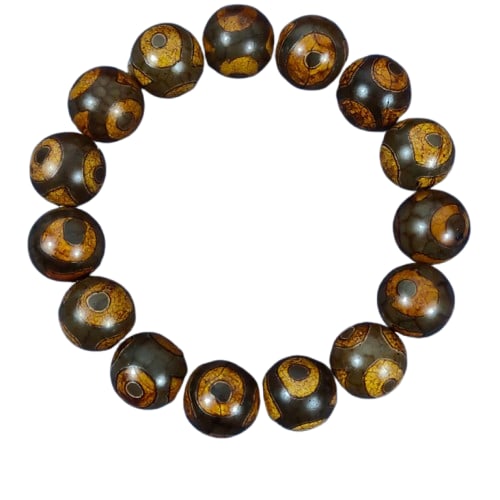 Dzi Bead Bracelet: Dzi Bead Bracelet. The old pieces are natural, with high light transmittance, first-class color, and perfect. Bead diameter 1.2cm weight 57g Freight: 1.International Shipping: Foreign shipping costs a