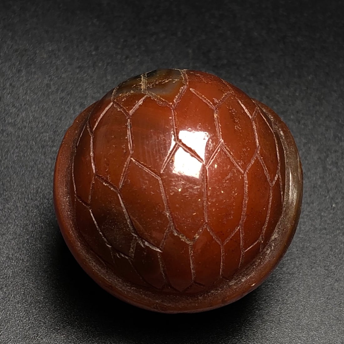 Red old agate exquisitely carved longevity tortoise shell (1 of 9)