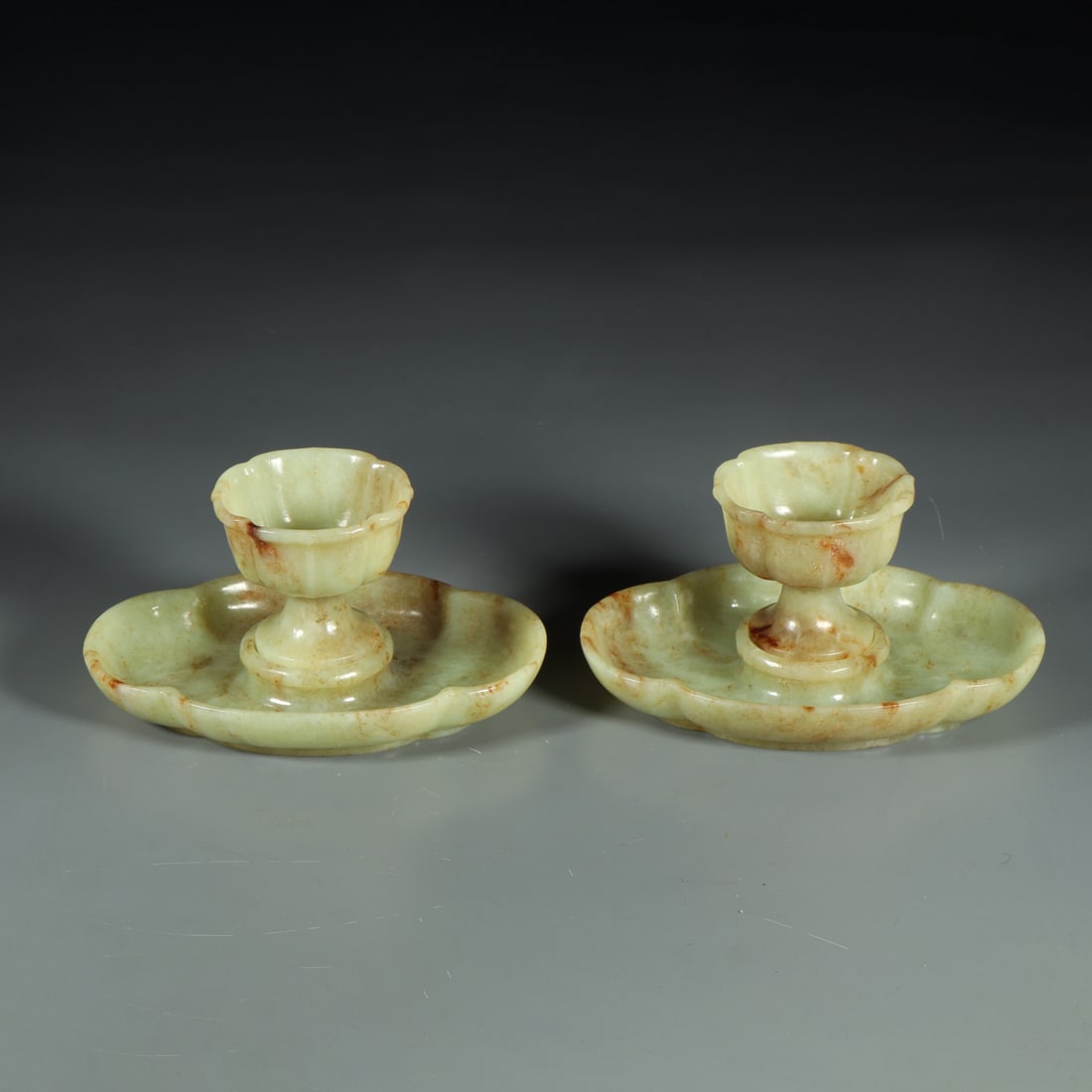 A set of old collection of fine Hetian jade cups: Chinese antiques, private collection, orderly inheritance (old collection of fine Hetian jade cups set) era items, unique masterpieces, handed down from generation to generation, with high collection