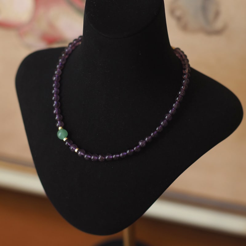 Natural Brazilian Amethyst Beaded Necklace: Natural Brazilian Amethyst Beaded Necklace