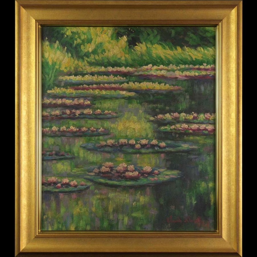 Monet's oil painting 'Water Lilies' hand-drawn, signed (1 of 9)