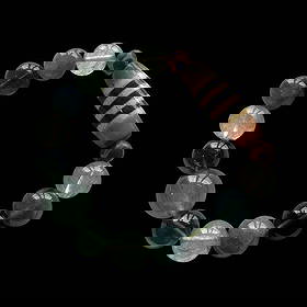 Rare large natural Czech meteorite and natural colored rutile three-line Dzi bracelet: A rare, large, natural Moldavite and natural colored rutile three-strand Dzi bracelet.Large, natural Moldavite bead, 12+ mmNatural bubbles and dragon patterns are clearly visible.Dzi bead, 37.8 mm x 1