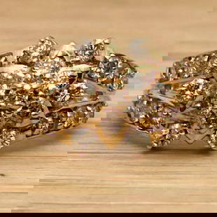 18k Gold Natural Diamond 1.00 Carat Ring: This is an 18k gold ring inlaid with natural diamonds.Size 10Weight: approximately 4.4 grams, these diamonds are brown, but they do not sparkle as much as pave diamonds because they are not as small.