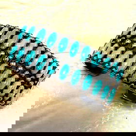 Turquoise Bracelet: Navajo Kirk Smith Turquoise Double Row Cuff Bracelet, RareNavajo BraceletKirk SmithSterling SilverTurquoiseDimensionsWidth 7 cm, Height 5 cm, Depth 2.6 cm (all dimensions are approximate, please allow