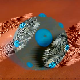 Vintage Turquoise and Brass Antique Ring: Vintage ethnic turquoise brass antique ringIt has a strong ethnic style. The turquoise-like decorations and intricate patterns on the ring make it very unique.The color is cool and soft.It can be adju