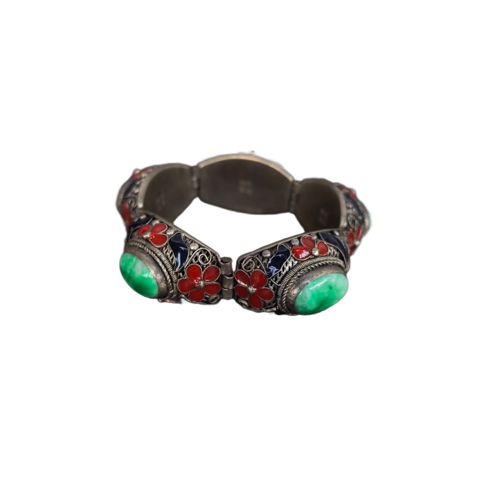 Cloisonné Inlay Hand Beaded Bracelet with Jade and Gemstones (1 of 9)