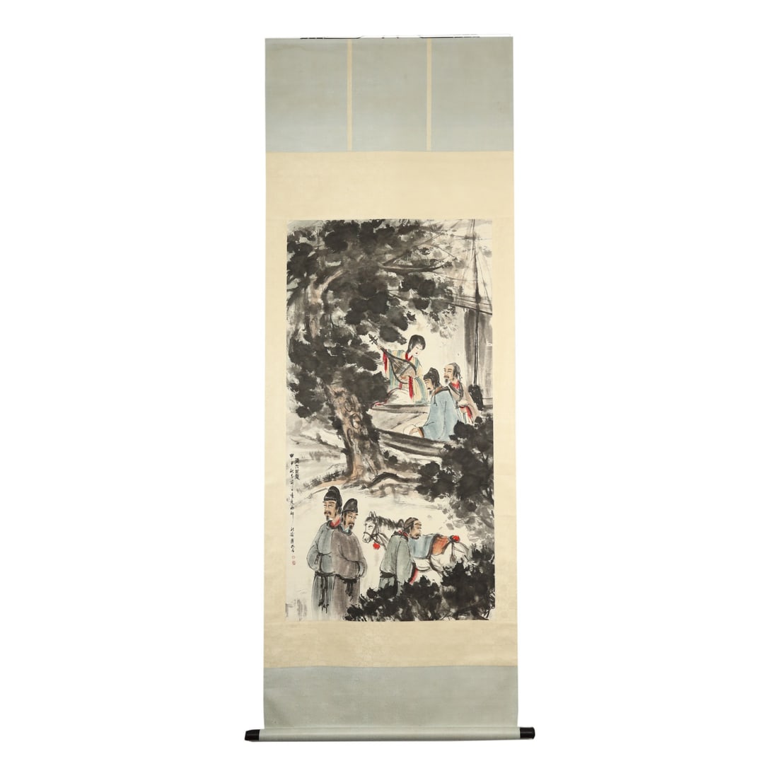 Fu Baoshi - Ink Painting, Tang Poetry: The Journey of Pipa: Fu Baoshi, Ink Painting: The Pipa Player in Tang Poetry, with the painting core measuring 138cm in height and 69cm in width. Fu Baoshi (1904-1965), originally named Changsheng and Ruilin, hailed from