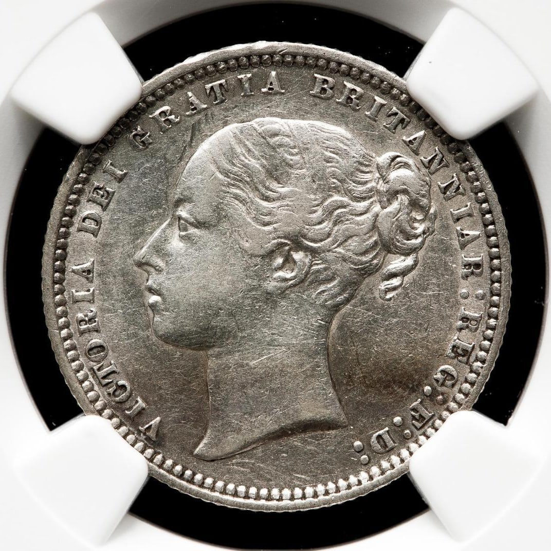 NGC-VF35 Victoria Young Portrait 1 Shilling 1870 (1 of 8)