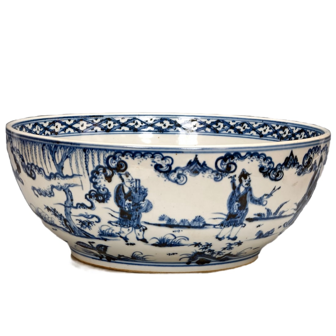 Blue and White Porcelain Auspicious Basin with Eight Immortals and Story Motifs (1 of 9)