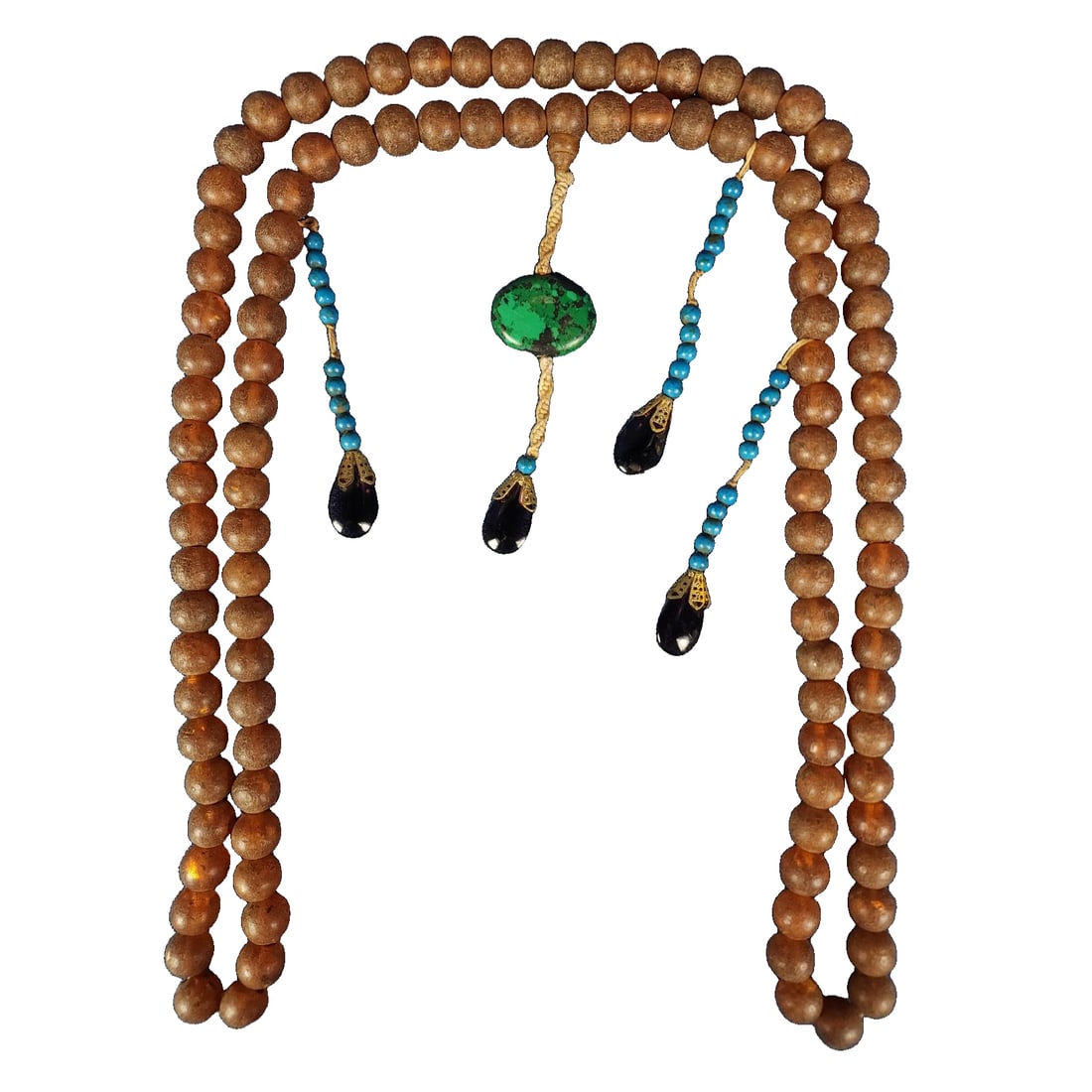 Qing Dynasty Golden Amber 108 Bead Prayer Necklace (1 of 9)