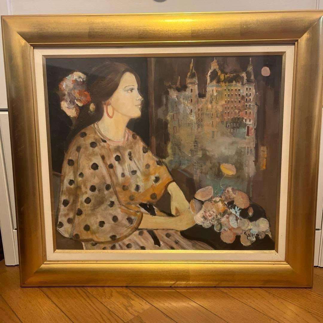 Original, Nakajima Yuko oil painting Window, F10 size: Born in Maizuru City, Kyoto Prefecture in 1944. His teacher was Saito Saburo.Graduated from Tokyo Women's Art University (short-term course) in 1965.In 1967: First selected for the 52nd Nikaten Exhibi