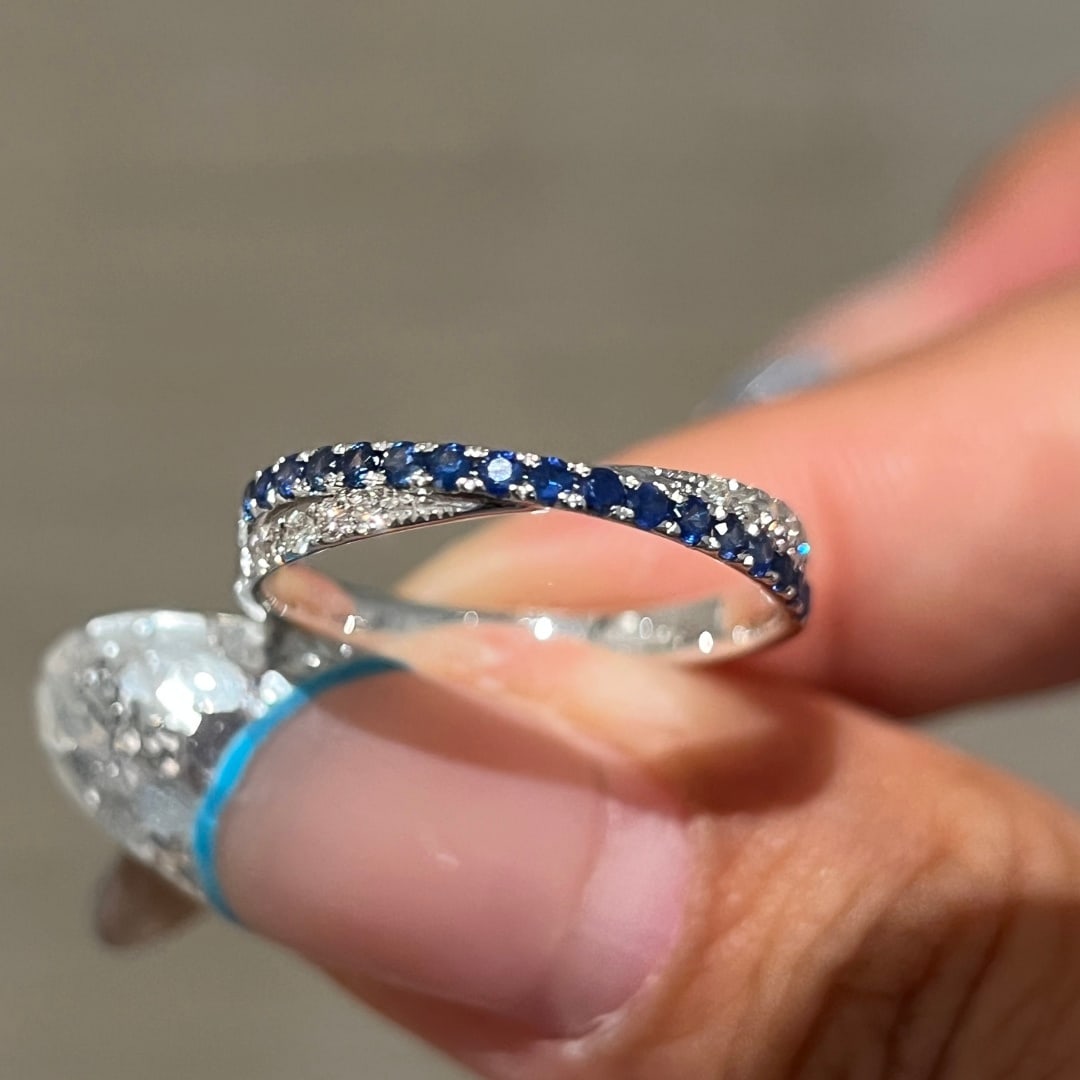 18K Gold Diamond and Sapphire Ring (1 of 3)