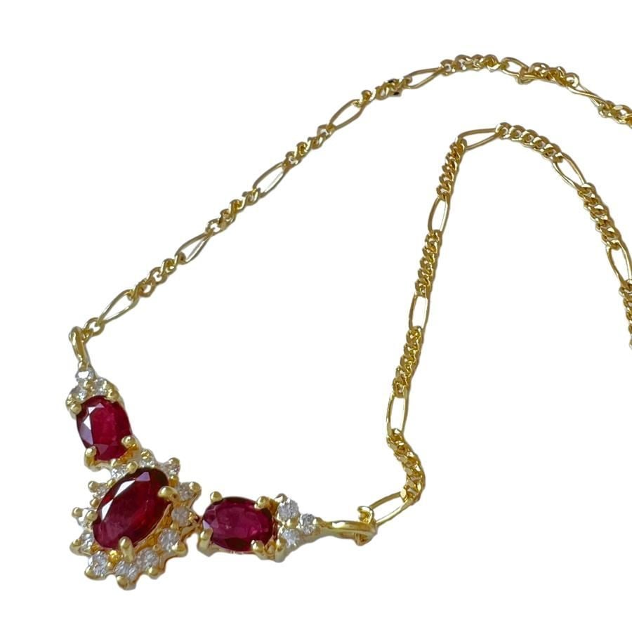 (second hand)Ruby Diamond 18k Gold Necklace (1 of 9)
