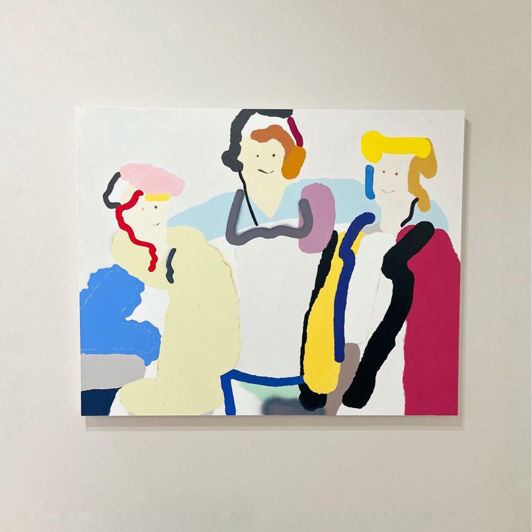 Kurry Canvas Art “OK time: This is the main exhibit of Curry's solo exhibition in New York.Size: (Length x Width x Depth) 1000mm x 805mm x 22mmTechnique: Acrylic paint, spray gunProduction year: 2024Kurry is a graphic designer