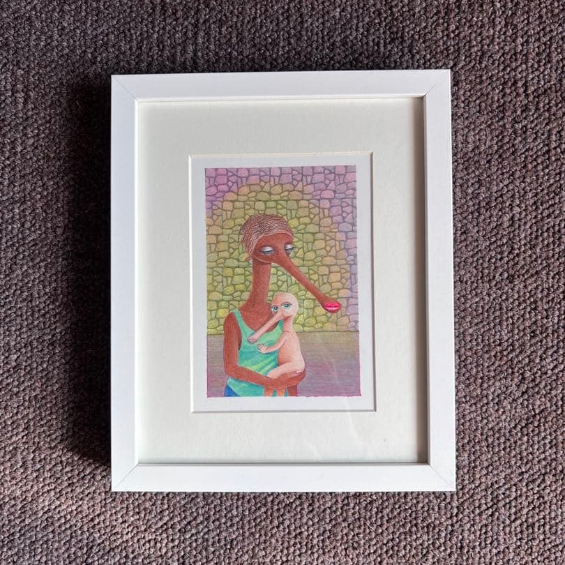 Baby Life — Original Artwork by Matt Fry: The Infant Life is a recently published article by Matt Free.Colored pencils and ink drawn on Bristol cardboardSigned on the backImage size is about 4 inches x 6 inchesThe size of the framed work is 8