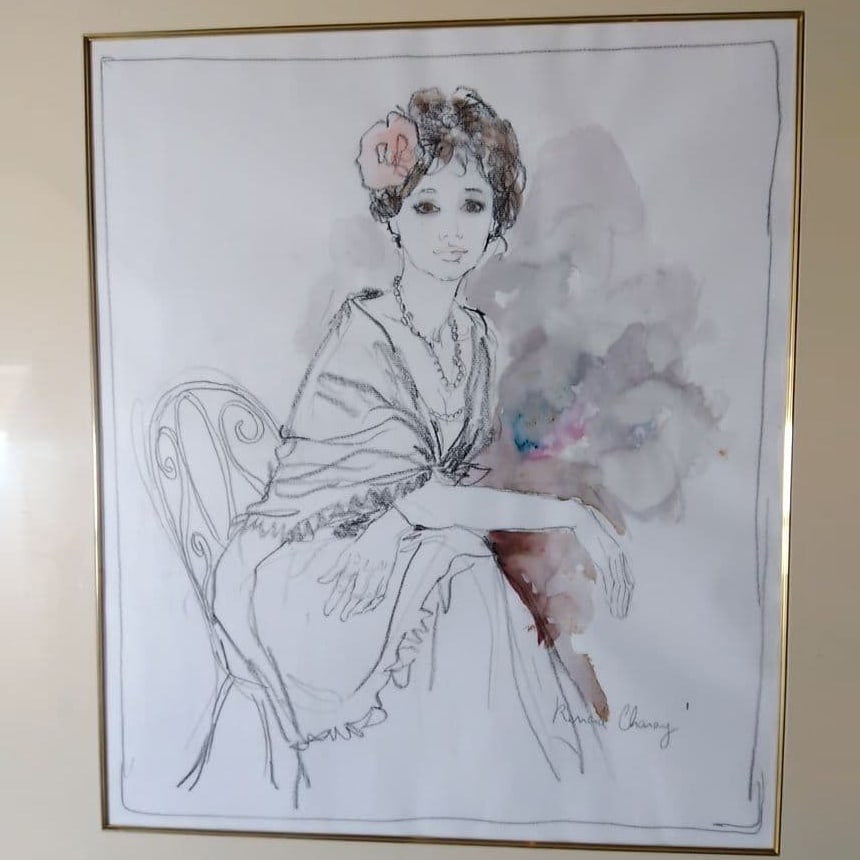 [Bernard Sahoy] Portrait of a Woman in Art Nouveau Style: [Bernard Sallay] New Art Nouveau style female portraitIt features soft colors and floral hair accessories.Technique: Pencil drawing and watercolorSubject: Portrait of a ladyCharacteristics: Floral hai