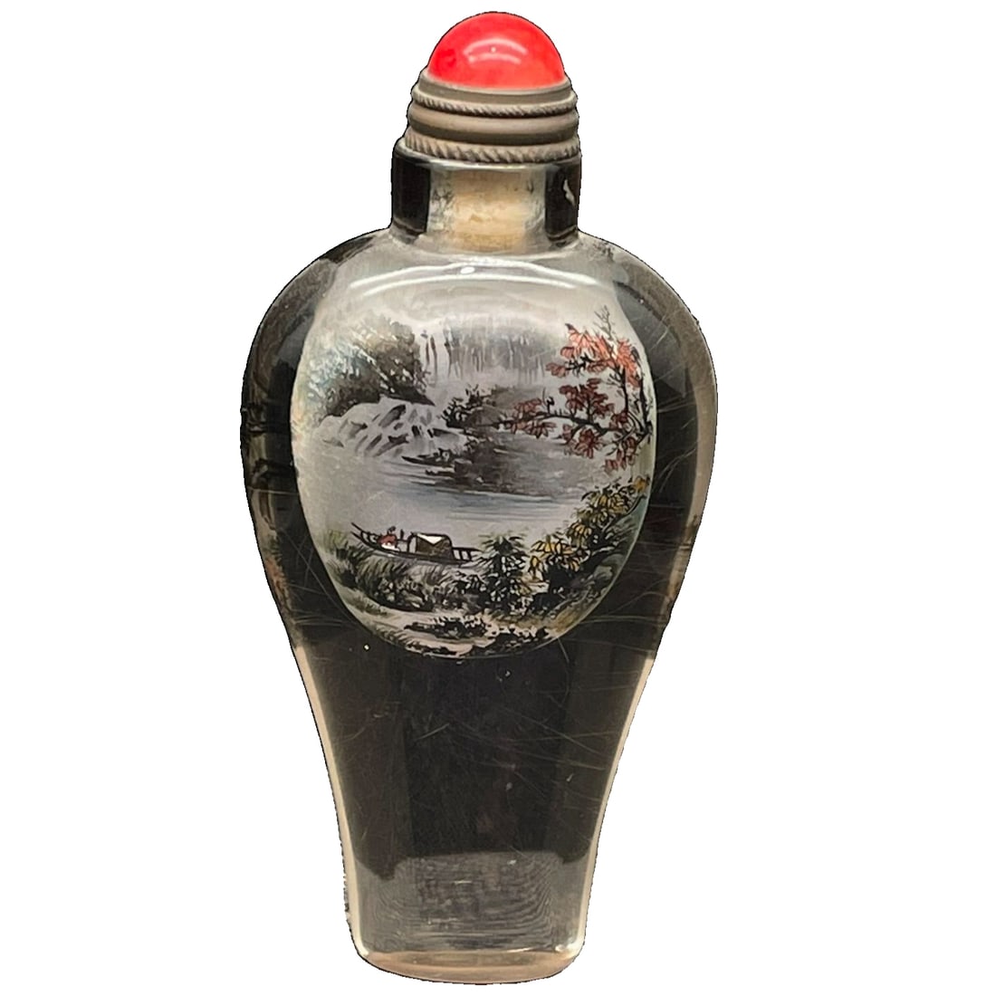 Crystal Inlaid Enamel Landscape, Figures and Story Snuff Bottle: Crystal Inner Painting Landscape and Figure Story Snuff BottleSpecification: 7.4cm x 3.4cm, weight 48gIntroduction: Made of white crystal material, the landscape is natural and realistic, the