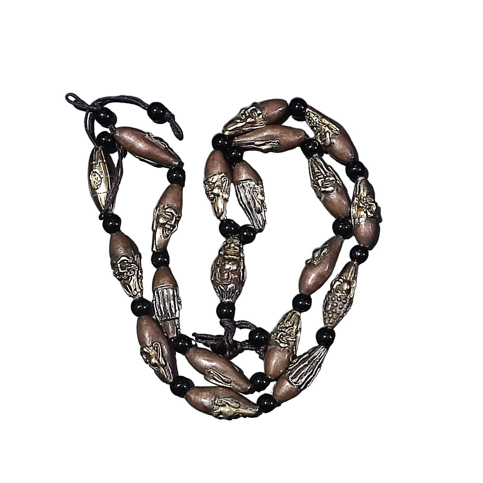 Gold-plated and silver-plated eighteen arhats bracelet necklace: Gold-plated and silver-plated eighteen arhats bracelet necklace - Arhat length 2.5 cm width 1.0 cm thickness 1.0 cm - Total length 33 cm weight about 140 grams Freight: 1.International Shipping: