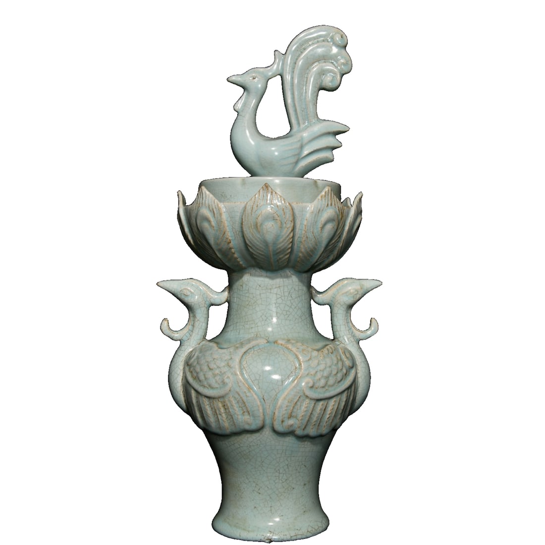 Song Dynasty Ru Kiln Sky Blue Glaze Phoenix Pattern Lotus Incense Burner (1 of 10)