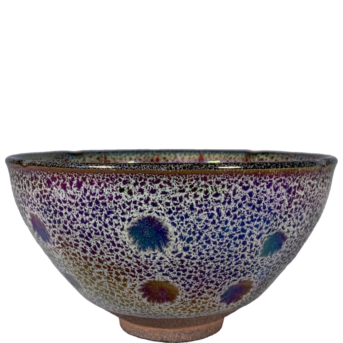 Song Dynasty style Jian Kiln Yohen Seven-Colored Flower Mouth Tenmoku Tea Bowl (1 of 10)