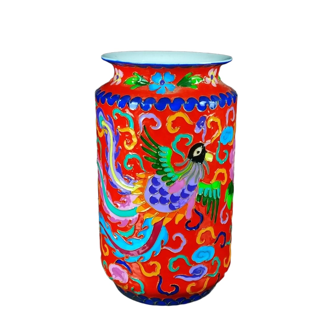 Qing Dynasty Qianlong style cloisonné enamel painted phoenix pattern vase (1 of 10)