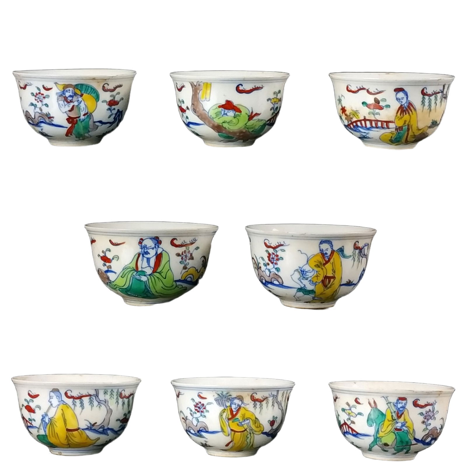 Ming Chenghua style famille-rose hand-painted eight immortals cup (1 of 10)