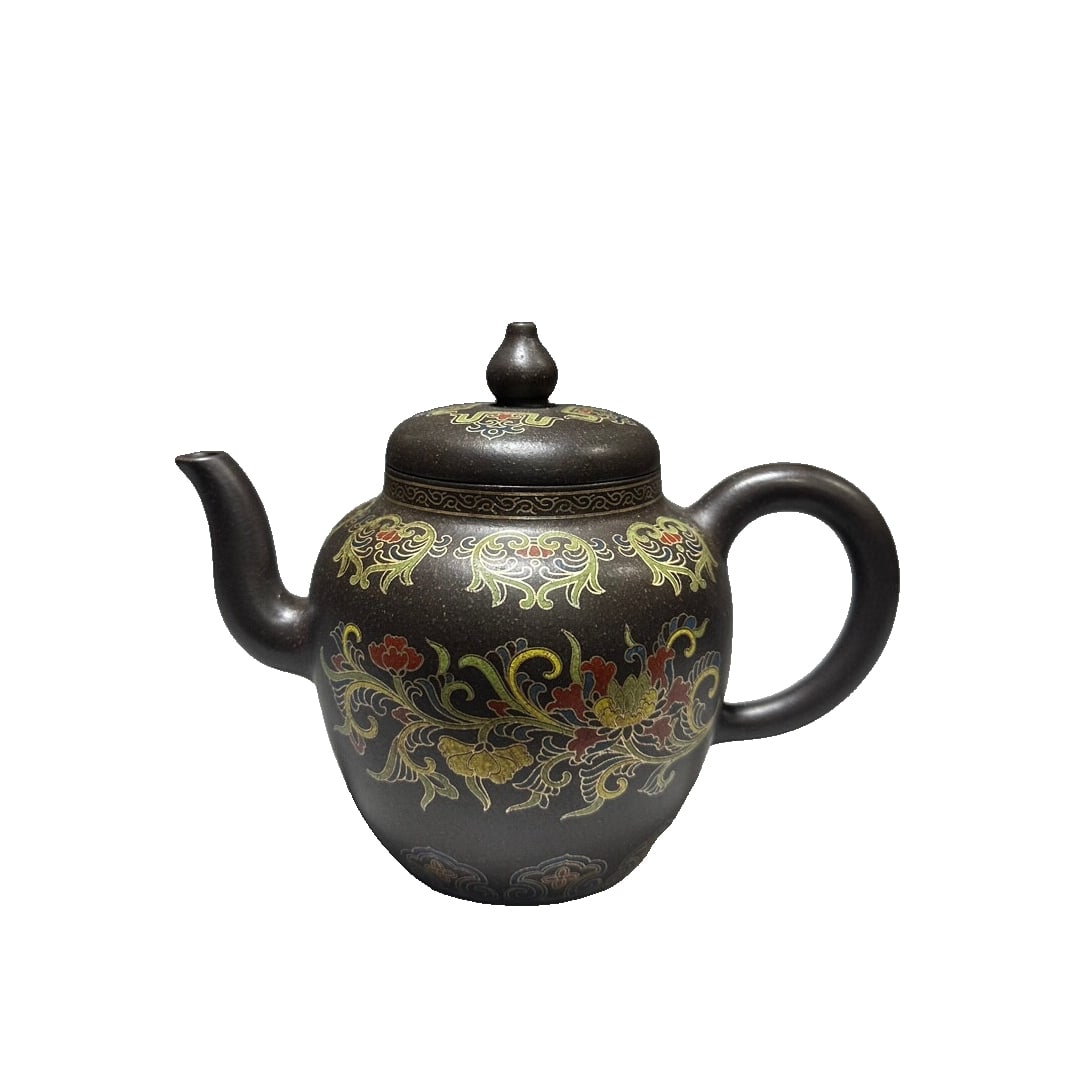 Jinding Trademark, Silver Wire Inlaid Purple Clay Teapot, Goose Egg Teapot (1 of 10)