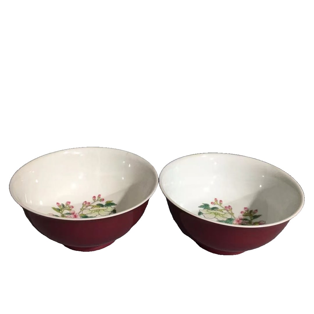 Qing Yongzheng style, gorgeous purple glaze, glaze sunflower, longevity peach bowl (1 of 10)