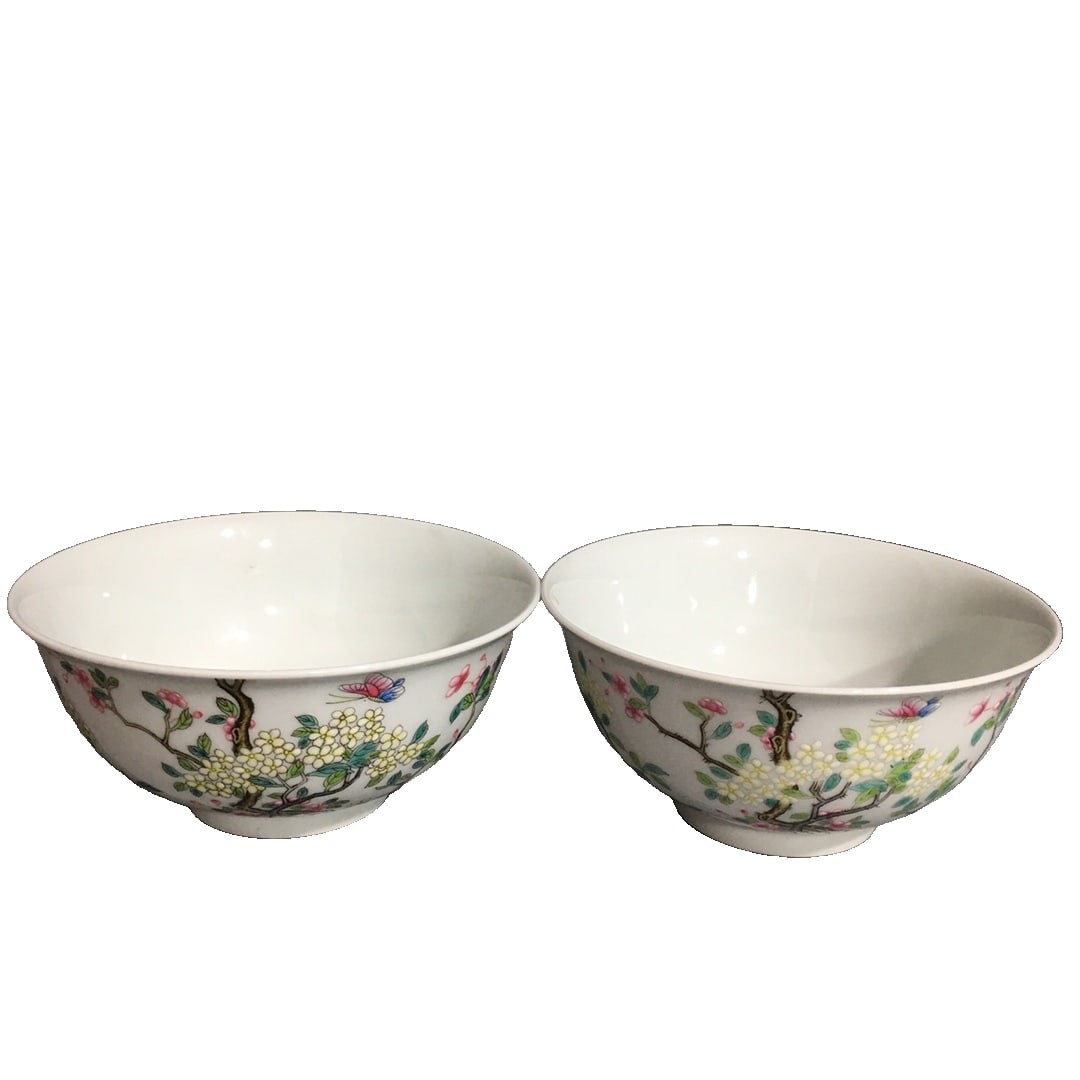 Qing Yongzheng-style famille-rose bowl with bird and flower design (1 of 9)