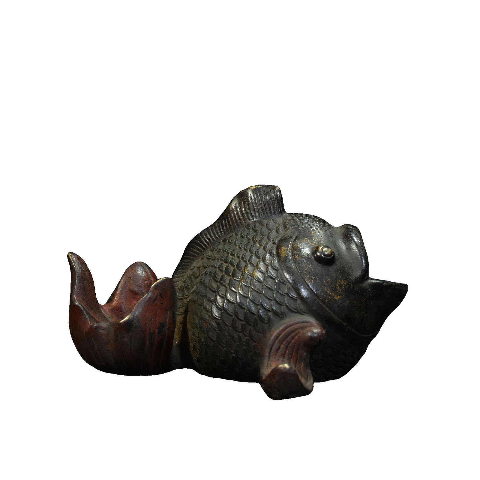 Copper with gold, Auspicious goldfish, Brush washer, Home decoration text ornament (1 of 10)