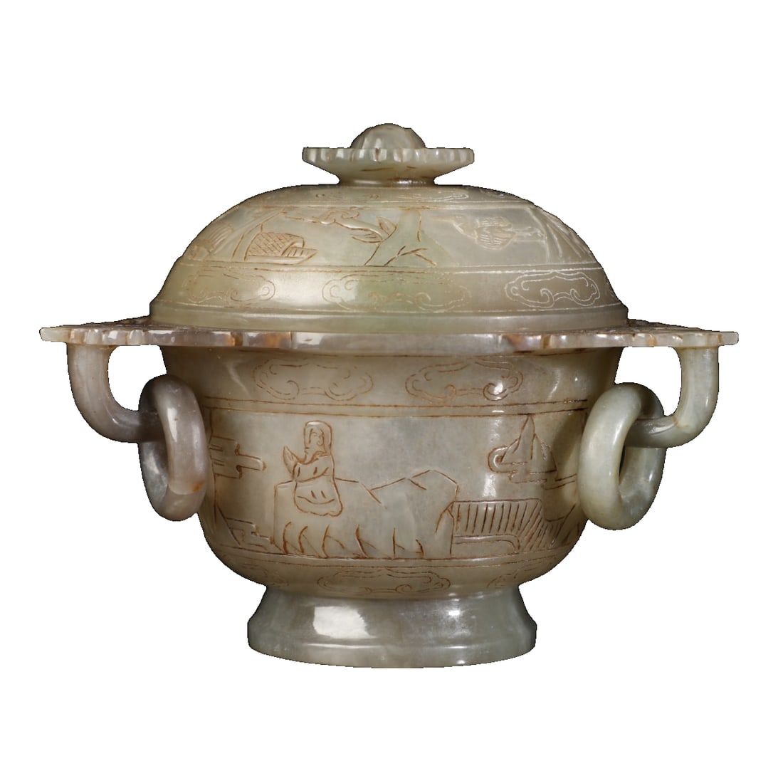 Jade Cover Box: Private collection fine art, Hetian jade, cover boxWeight: 397 grams Dimensions: 12x14.5 cm Freight: 1.International Shipping: Foreign shipping costs are determined by the destination. 2.Photos, descr